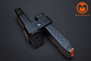 3D-gedruckter Magazinverbinder für Glock 17 zur gekoppelten Aufbewahrung von zwei Magazinen