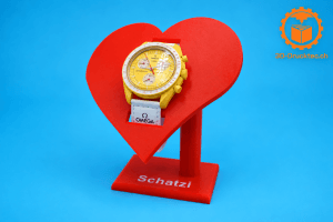 Personalisierter Herz-Uhrenständer für Moonswatch und Flik Flak Armbanduhren aus 3D-Druck