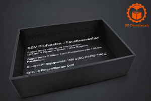 SSV Prüfkasten für Faustfeuerwaffen zur Kontrolle der Waffenmasse gemäss Reglement